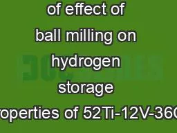 Investigation of effect of ball milling on hydrogen storage properties of 52Ti-12V-36Cr