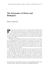 The Economics of Dowry and Brideprice Siwan Anderson a