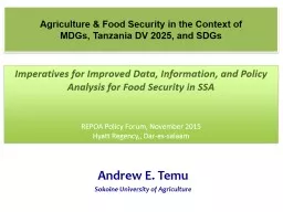 Agriculture  &  Food Security in the Context of