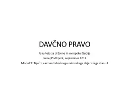 DAVČNO PRAVO Fakulteta za državne in evropske študije