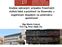 PPT-Analýza vybraných prípadov finančných služieb bánk a poisťovní na Slovensku s