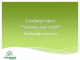 Leaderproject “Samen aan tafel”