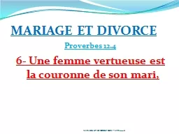 MARIAGE ET DIVORCE Proverbes 12.4