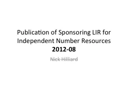 Publication of Sponsoring LIR for Independent Number Resources