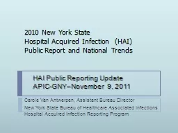 2010 New York State  Hospital Acquired Infection  (HAI)