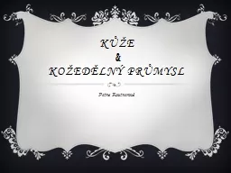 KŮŽE   &  KOŽEDĚLNÝ PRŮMYSL