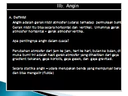 PPT-A. Definisi Angin adalah gerak