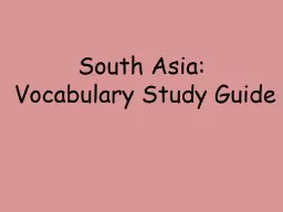 South Asia:  Vocabulary