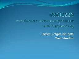 CSCI1226 Introduction to Computing Science