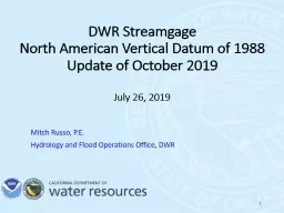 DWR  Streamgage North American Vertical Datum of 1988 Update of October 2019