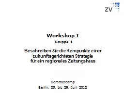 Workshop I   Gruppe 1 Beschreiben