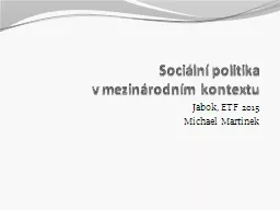 Sociální politika  v mezinárodním kontextu