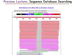 Previous Lecture:  Sequence Database Searching