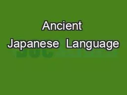 Ancient Japanese  Language