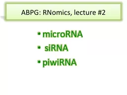 ABPG:  RNomics , lecture #2
