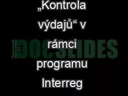 Seminář „Kontrola výdajů“ v rámci programu Interreg CENTRAL EUROPE