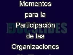 Temas Clave, Opciones y Momentos para la Participación de las Organizaciones Sin Fines de Lucro en