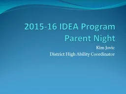 2015-16 IDEA Program Parent Night