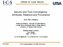 1 Security and Trust  Convergence: