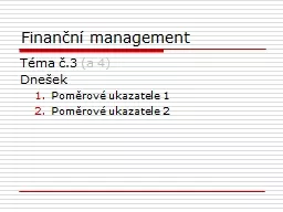 Finanční management Téma č.3