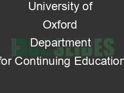 PPT-University of Oxford Department for Continuing Education