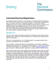 DRAFT ndividual Electoral Registration This briefing p