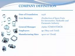 COMPANY DEFINITION Date  of Foundation	: