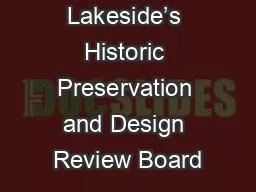 Lakeside’s Historic Preservation and Design Review Board