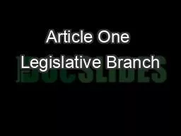 PPT-Article One Legislative Branch