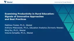 PPT-Examining Productivity in Rural Education: Signals of Innovative Approaches