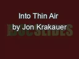 Into Thin Air by Jon Krakauer