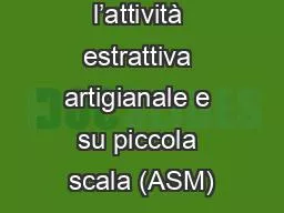 Comprendere l’attività estrattiva artigianale e su piccola scala (ASM)