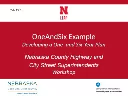 OneAndSix Example Developing a One- and Six-Year Plan