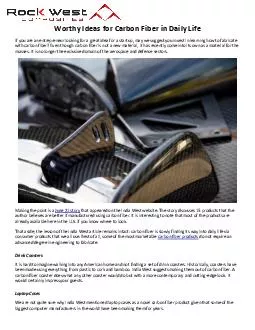 PDF-Worthy Ideas for Carbon Fiber in Daily Life