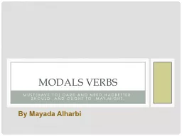 MUST(HAVE TO),DARE AND NEED,HADBETTER, SHOULD ,and ought to ,MAY,MIGHT.