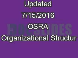 Updated 7/15/2016 OSRA Organizational Structur