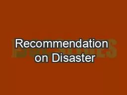 Recommendation  on Disaster