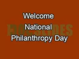 Welcome National Philanthropy Day