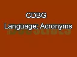 CDBG  Language: Acronyms