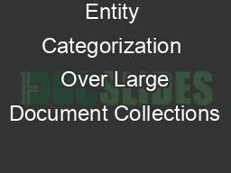 Entity Categorization  Over Large Document Collections