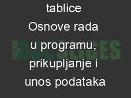 Proračunske tablice Osnove rada u programu, prikupljanje i unos podataka