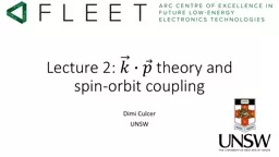 Lecture 2:   theory and spin-orbit coupling