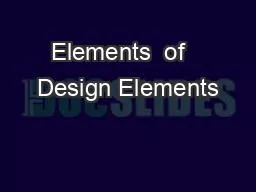 Elements  of   Design Elements