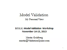 Model Validation My Personal