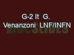 G-2 It  G. Venanzoni  LNF/INFN