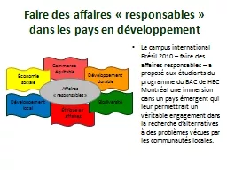 Faire des affaires « responsables » dans les pays en développement