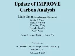 Update of IMPROVE  Carbon Analysis