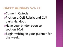 Happy Monday! 5-1-17 Come in Quietly