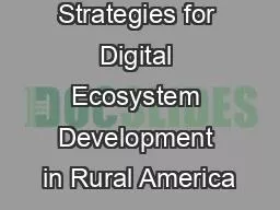 Strategies for Digital Ecosystem Development in Rural America