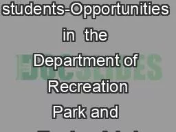 Keri Allison and RPTA students-Opportunities in  the Department of  Recreation Park and